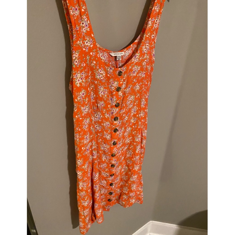 Orange front-buttoned tank top sundress